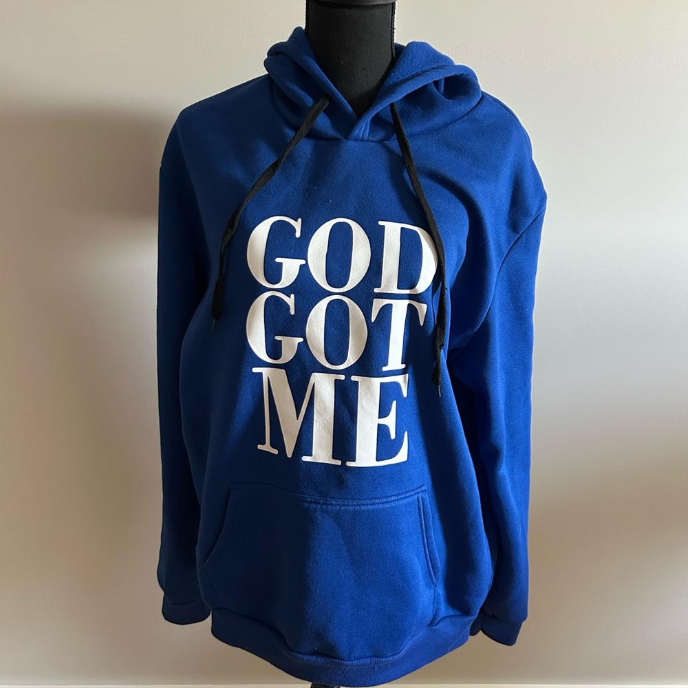Blue Hoodie with Inspirational Print